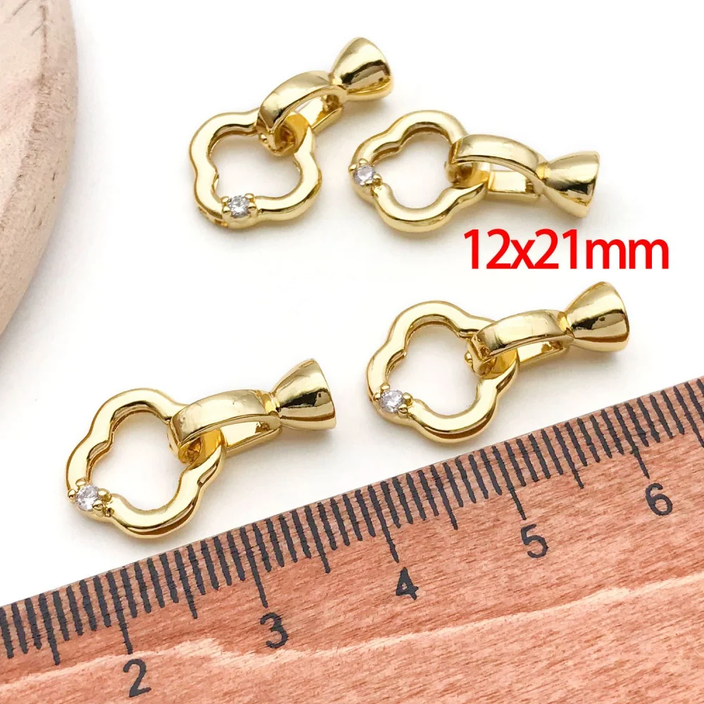 3/5pcs of 18K Copper Plated Genuine Golden Thick Silvery White Golden Clover Connecting Buckle, DIY Jewelry Making Accessories image 4