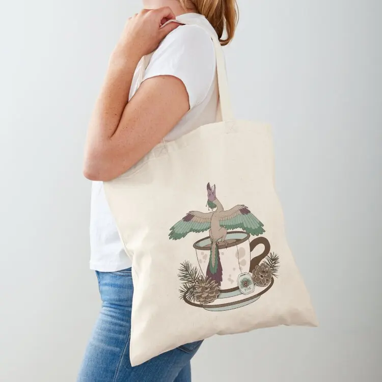 Teacup Dinos: Pine Needle Archeopteryx Tote Bag