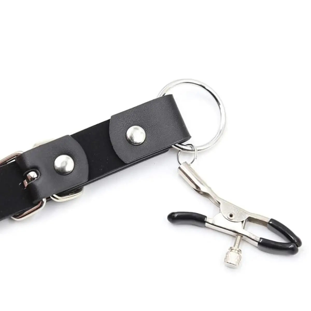 SM Bondage Labia Spreader Nipple Clips Vaginal Clitoris Clamps with adjustable Leather Straps Rubber Tips Fetish Sex Restraints - Image 6
