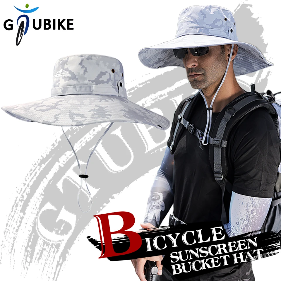 

GTUBIKE Summer Sunscreen Bucket Hat Men Women Fishing Anti-UV Quick-Drying Big Brim Waterproof Climbing Cycling Sunshade Cap