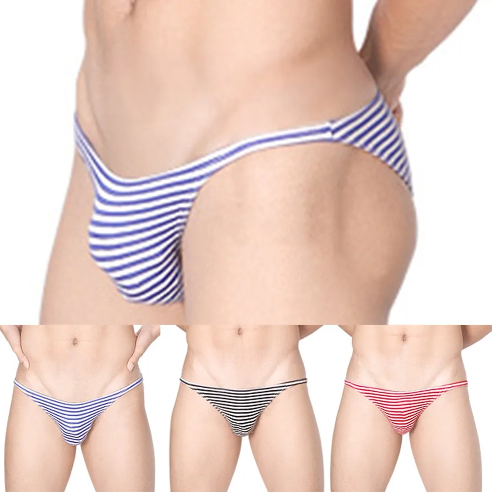 2022 Hot Sexy Men Cotton Striped Briefs Pouch Underwear Male Bikini Underpants Sissy Panties Cuecas Masculinas