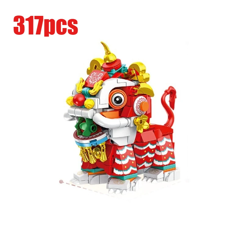 Chinese style beast building blocks ornaments lion awakening dragon year souvenirs new year's day gift toys
