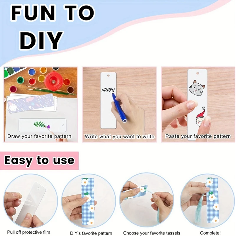 T04C-Bulk Blank Sublimation Bookmark With Tassels Double Sided Printable Bookmarks Blanks For Heat Transfer Diy