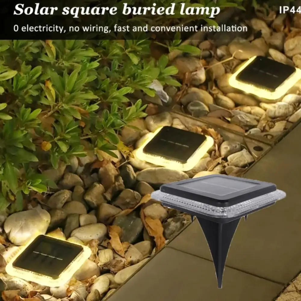 Night Security Waterproof Solar Ground Lights Sensor Plastic Material LED Floor Lights 360° LED Solar Buried Light Yard