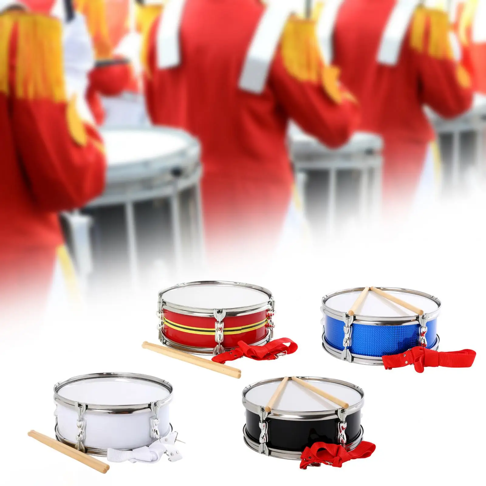Caja de ruleta de 13 "con correa para el hombro, instrumentos musicales de aprendizaje musical, tambores musicales para principiantes, niños, niñas, niños y adolescentes