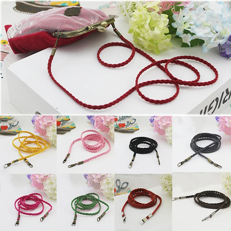 Fashion Thin Bag Strap 120cm SolidColor Bag Chain Woven Bags Belt Replacement Purse Handle Belt Handbag Shoulder Bag Accessories