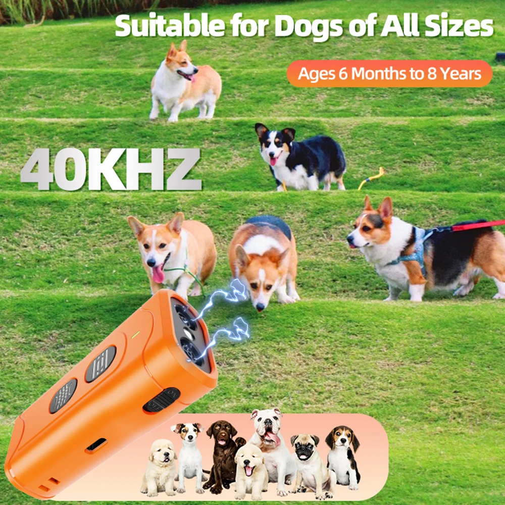 Ultrasonic Anti Bark Device Dog Repeller for Dogs Barking Deterrent with LED Flashlight Stop Bad Behavior Without Screaming Clap