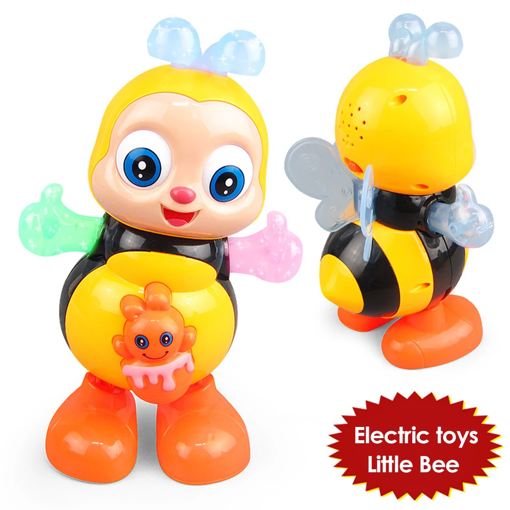 Elektrisch dansend bijenspeelgoed met muziek en verlichting Cartoon Swingende bijenspeelgoed Interactief babybijenspeelgoed Educatief speelgoed Jongens Gils Kid Gift