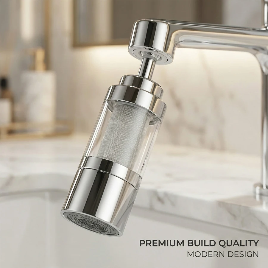 Metal Filter Screen, Extendable and Universal Rotating Faucet Spout, Rotating Faucet Extender, Splash-Proof Filter Faucet, Exten