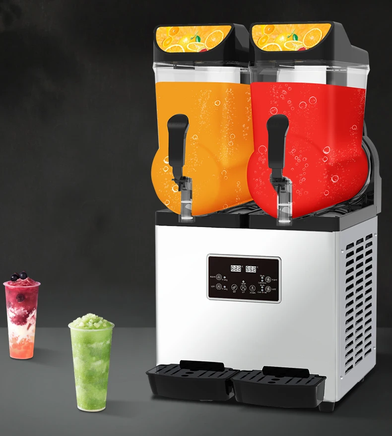 Ice Cold Frozen Slush Drink Making Machine 15Lx2 Tank Slushie Machine for Commercial Restaurant Cafe Use