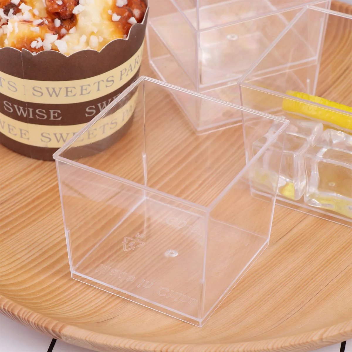 

10 PCS Disposable Square Cup Plastic Cups for Parties Wedding Supplies Party Glasses One-time Dessert Jelly