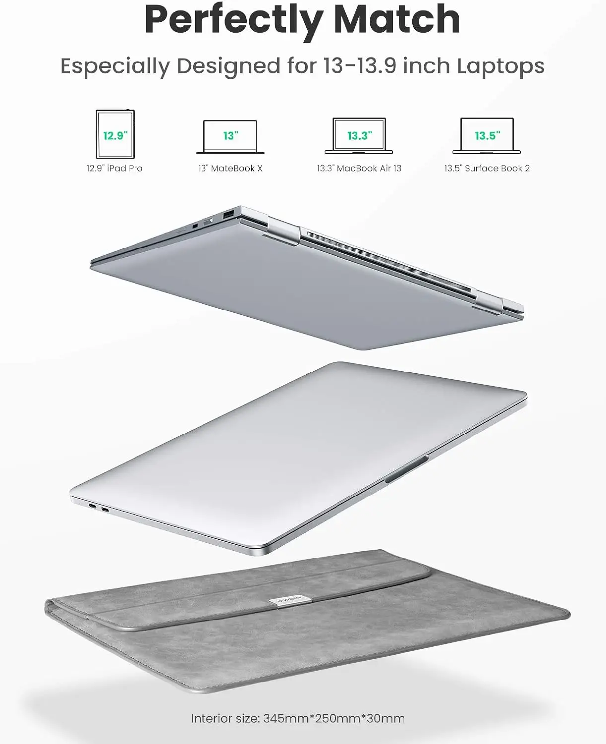 UGREEN LP407 Laptop Sleeve for 13-16 Inch Laptop Thin Light Laptop Storage Bag Case Compatible with MacBook Air 13 M1