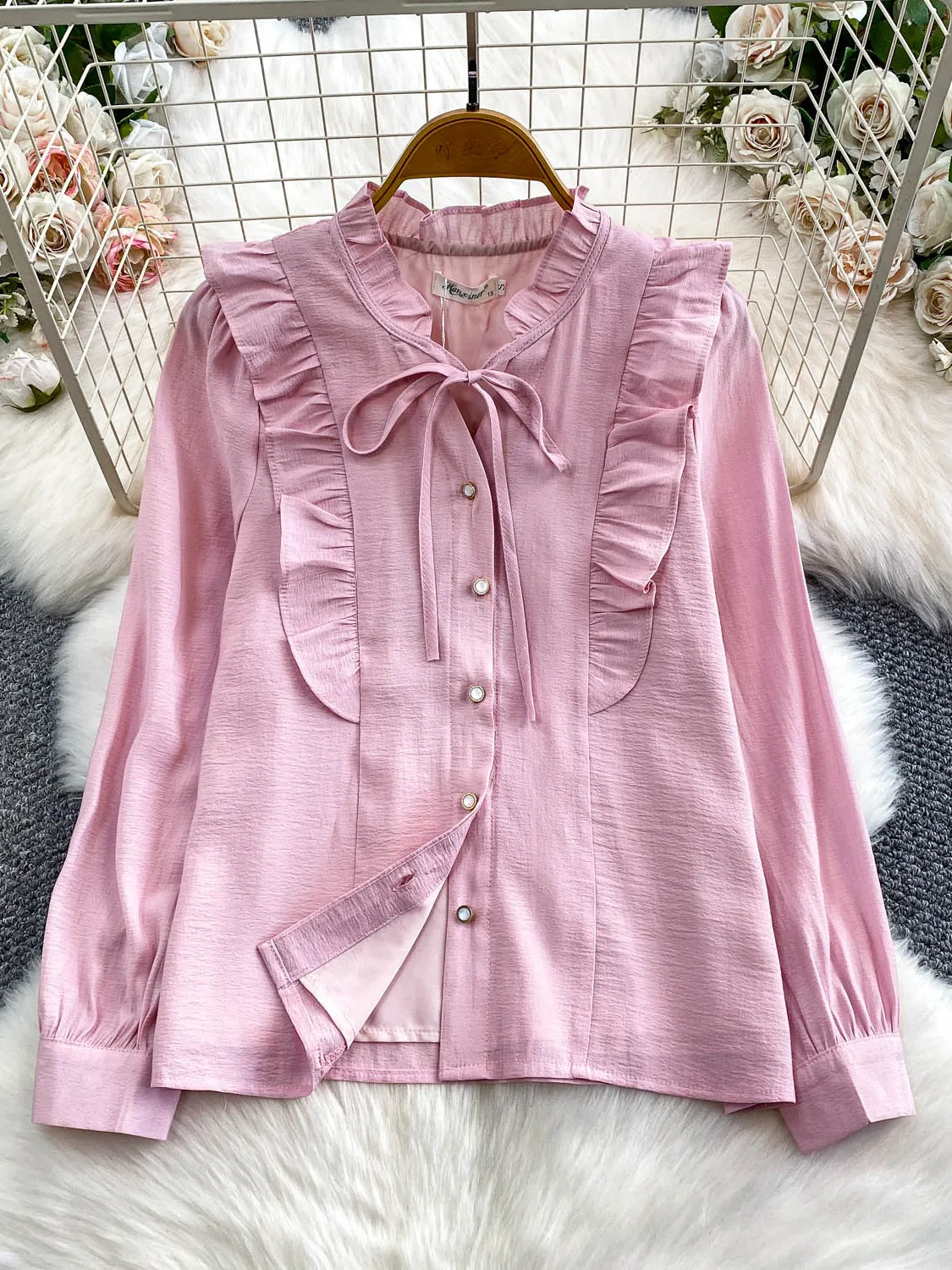 Dames décontracté Sle Protection solaire irt rond Ne lanterne Sve coupe ample Cardigan manteau doux dentelle garniture automne hiver