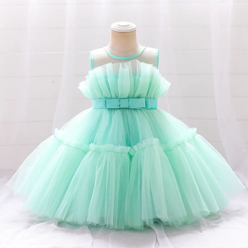 Girls' fluffy mesh princess dress new flower girl catwalk piano performance foreign host