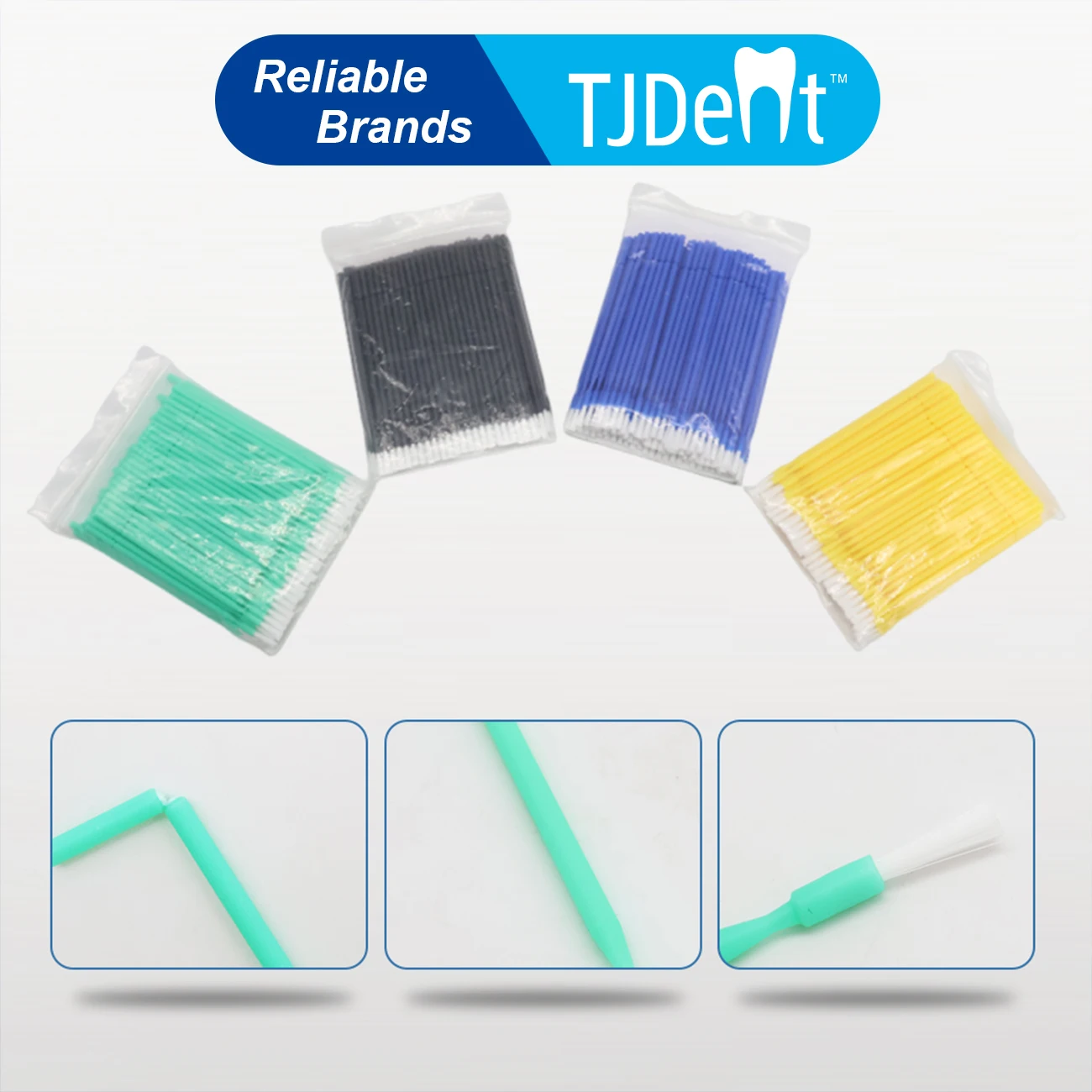 TJDent Disposable Non-linting Dental Brush Fluorine Brush Bendable Neck Non-absorbent Brushes Dentistry Lab Tools Accessories