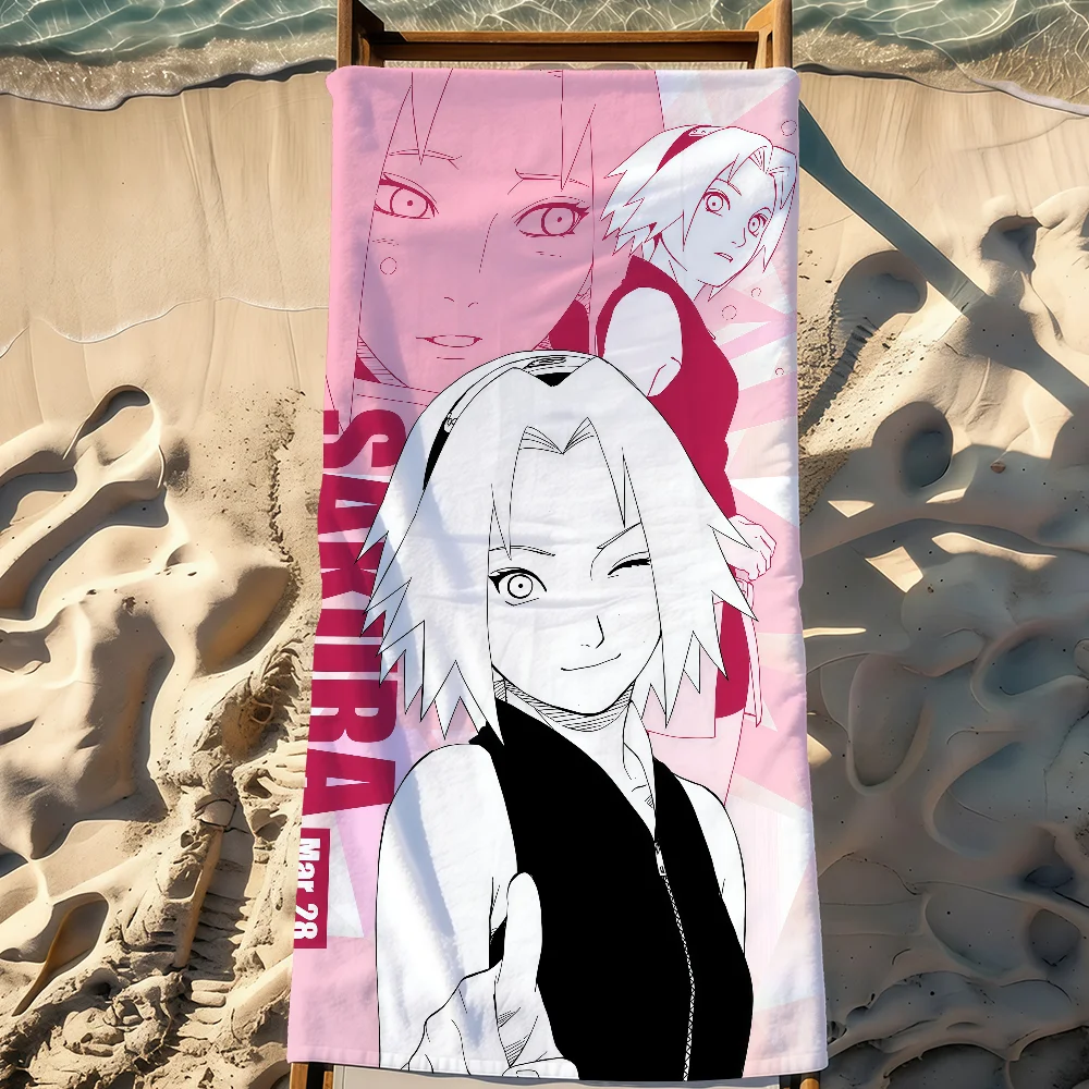 N-Naruto-S Haruno S-Sakura Towel Sports Quick Dry Travel Camping Gear Sandproof Soft Light Large Beach Towel