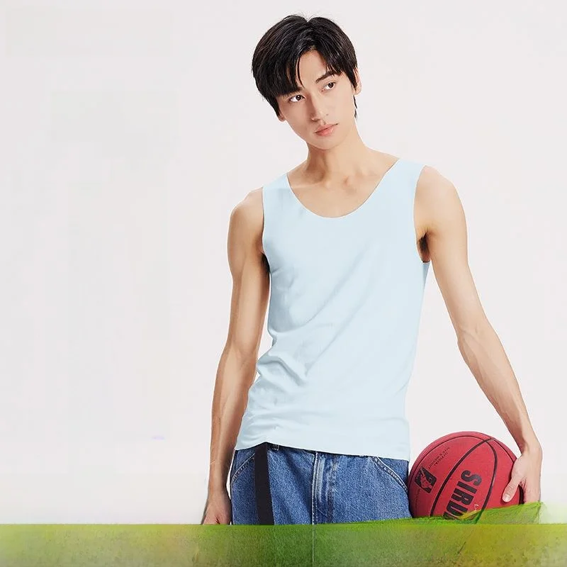 

Men's Modal Tank Top Thin Single-Sided Sleeveless T-Shirt Seamless Underwear Work-Style Vest Comfortable All-Season Basic