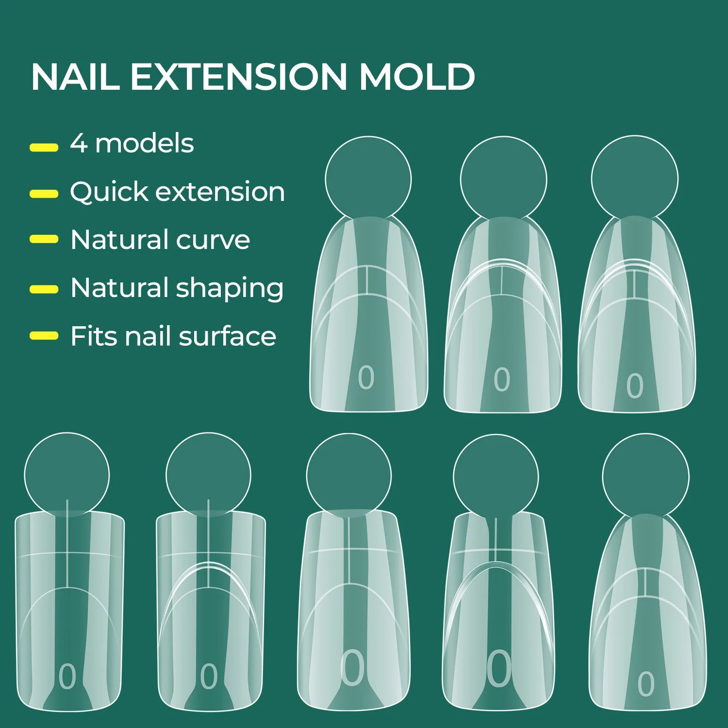 Nailpop Inner French Line Clear Dual Forms Nail Extension Tips 4 Shape Square Coffin Almond Oval DIY Salon Manicure 140Pc