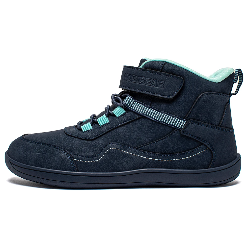 أحذية HOBIBEAR للأطفال متوسطة القدم كبيرة/أطفال صندوق بمقدمة واسعة بدون قطرة من الجلد الاصطناعي أحذية خارجية بحلقة خطافية