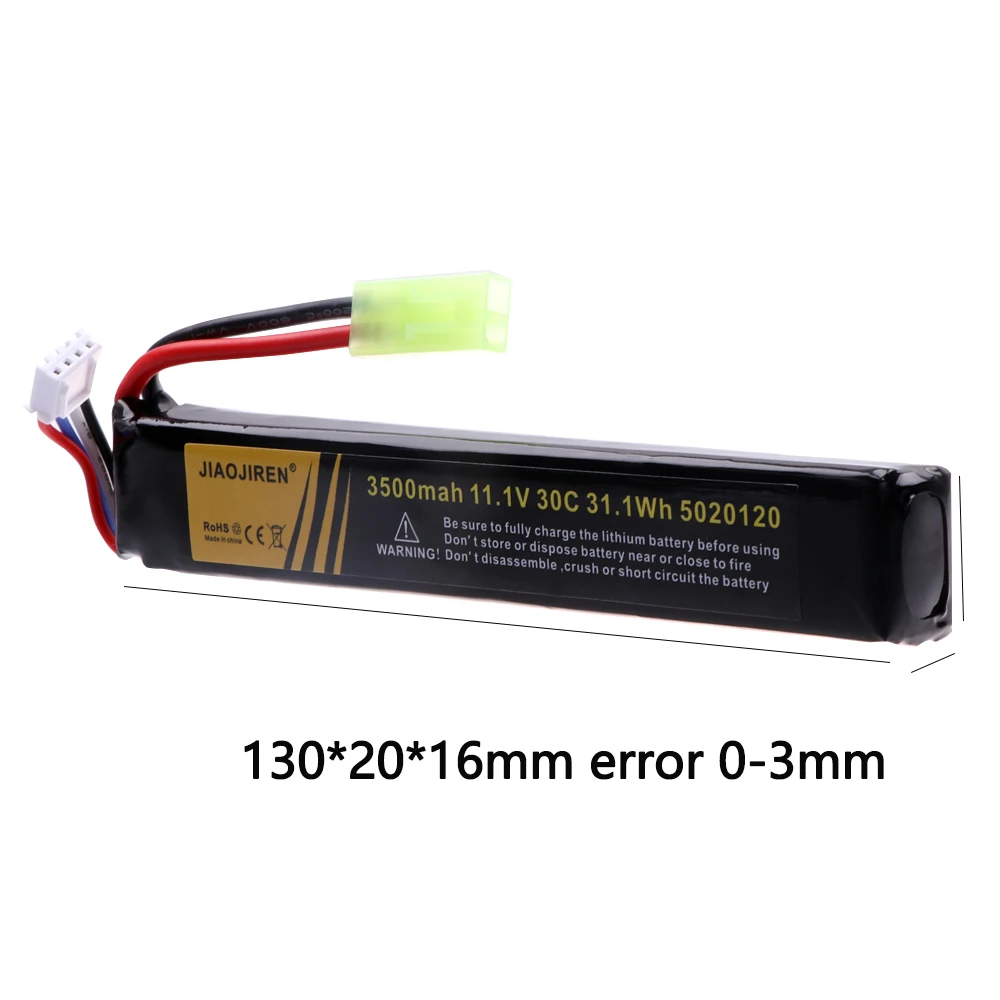 Water Gun Airsoft LiPo Battery and Charger 3S 11.1V 3500mAh Small Tamiya Plug for Airsoft BB Air Pistol Electric Toys Guns Parts