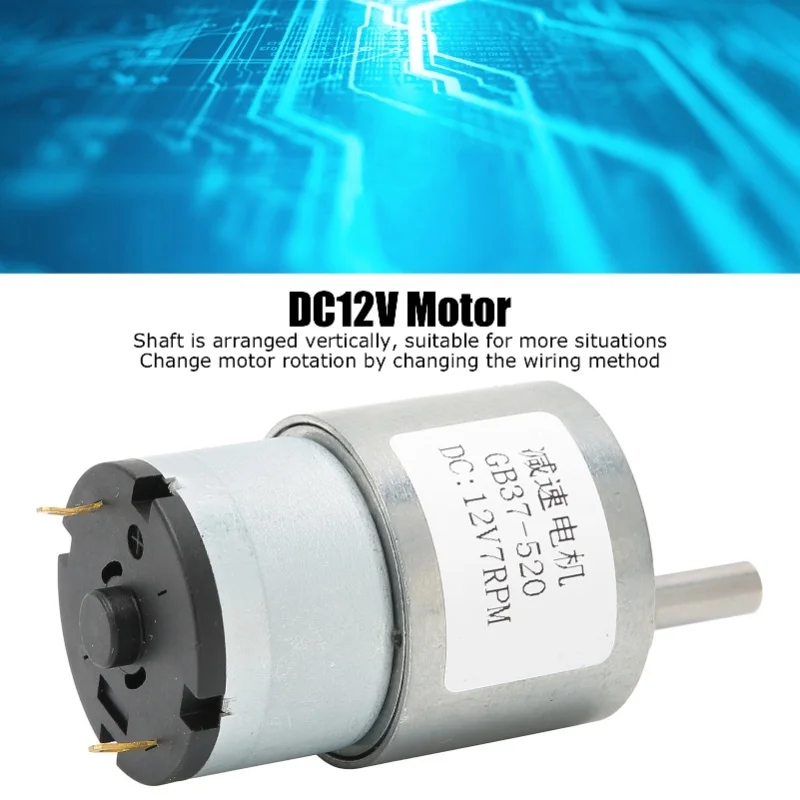 DC12V Gear Motor Micro Speed Reduction Transmission Machinery Accessories 7RPM GB37-520