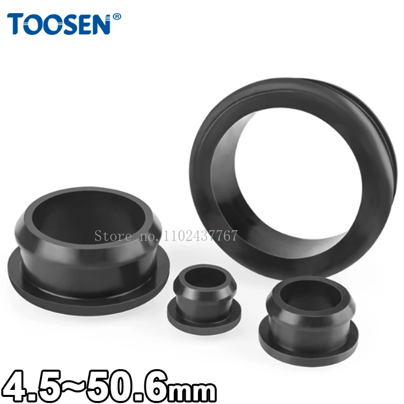 4.5 مللي متر ~ 50.6 مللي متر أسود سيليكون المطاط المفاجئة على جروميت ثقب المقابس جانب واحد من خلال ثقب ملف واقية #1