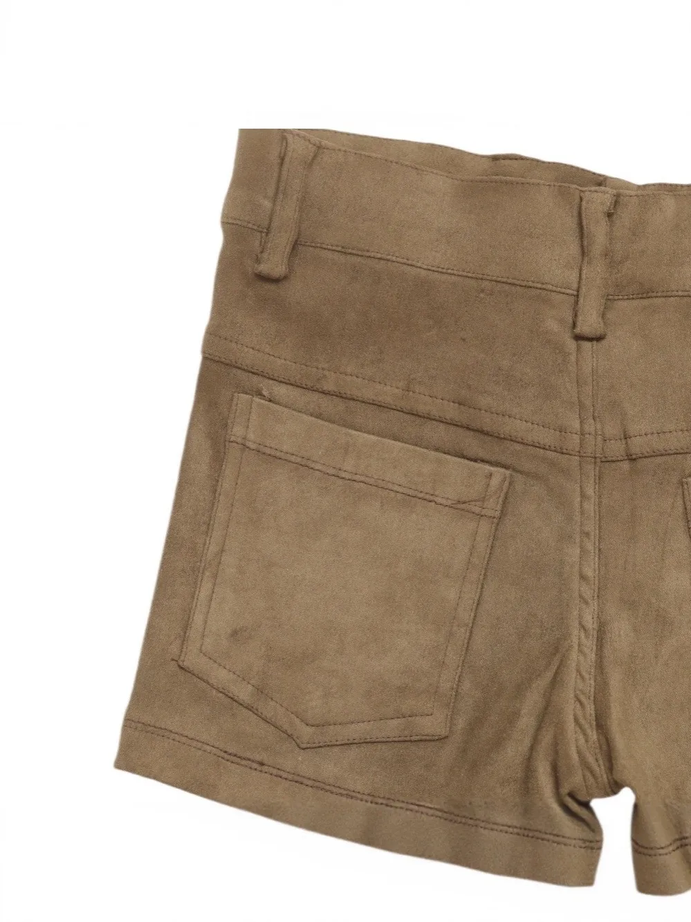 Shorts jeans masculinos de fundo plano, calças casuais curtas para clima quente, militar, verde, médio grosso, camurça de veado, lã, estilo jeans