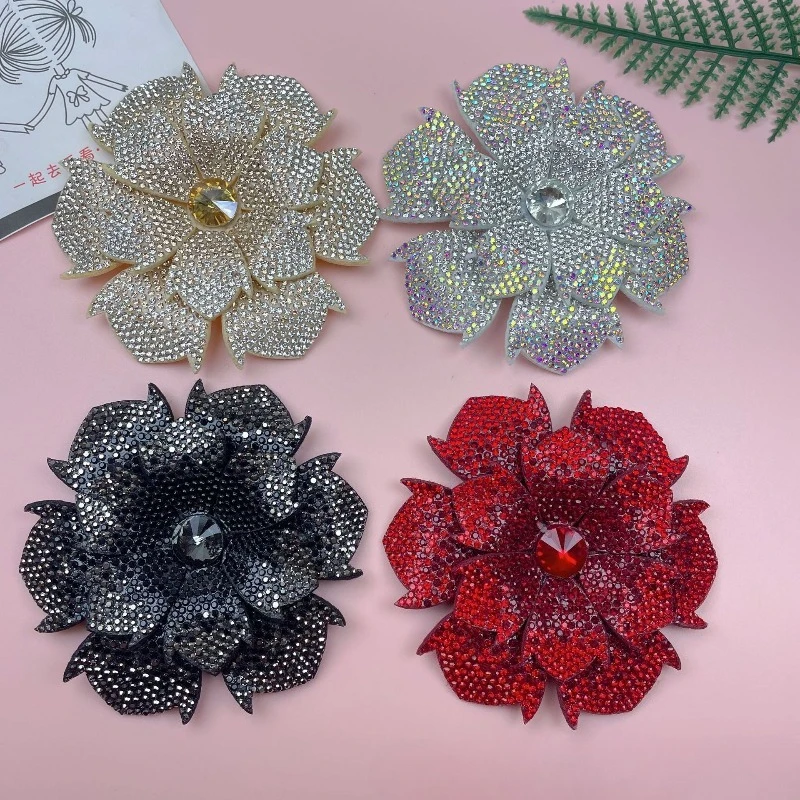 

New Double-layer Rhinestone Flower Brooch Women's High-end Luxury Accessory Pin Banquet Party Gift Corsage