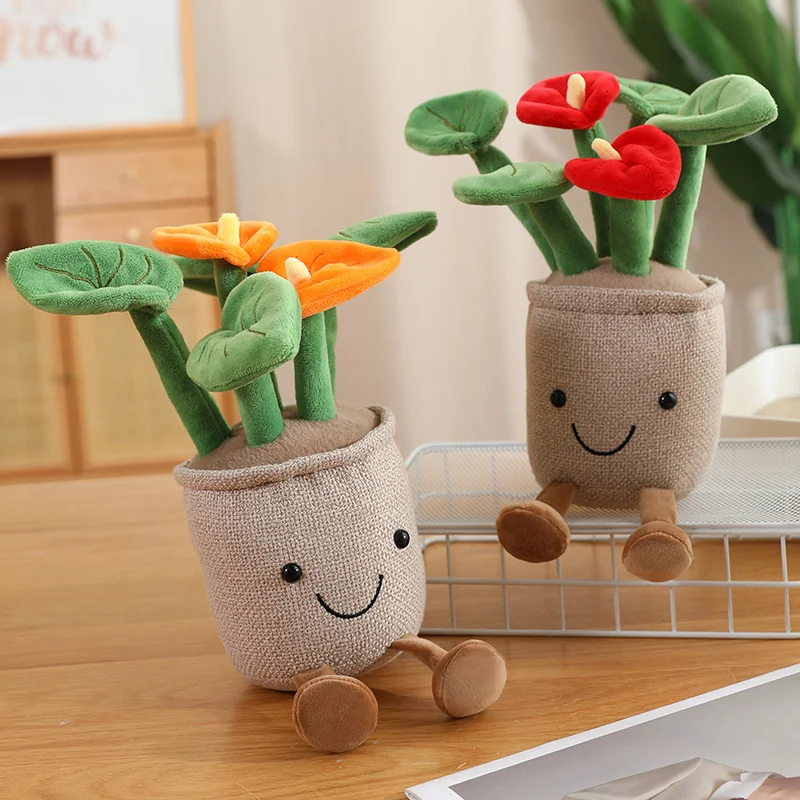 10/35cm Cartoon Hot Sale Flower Anfria Potted Plush Doll Hanging Color Simulation Plant Plush Toy Home Decoration Gift For Child
