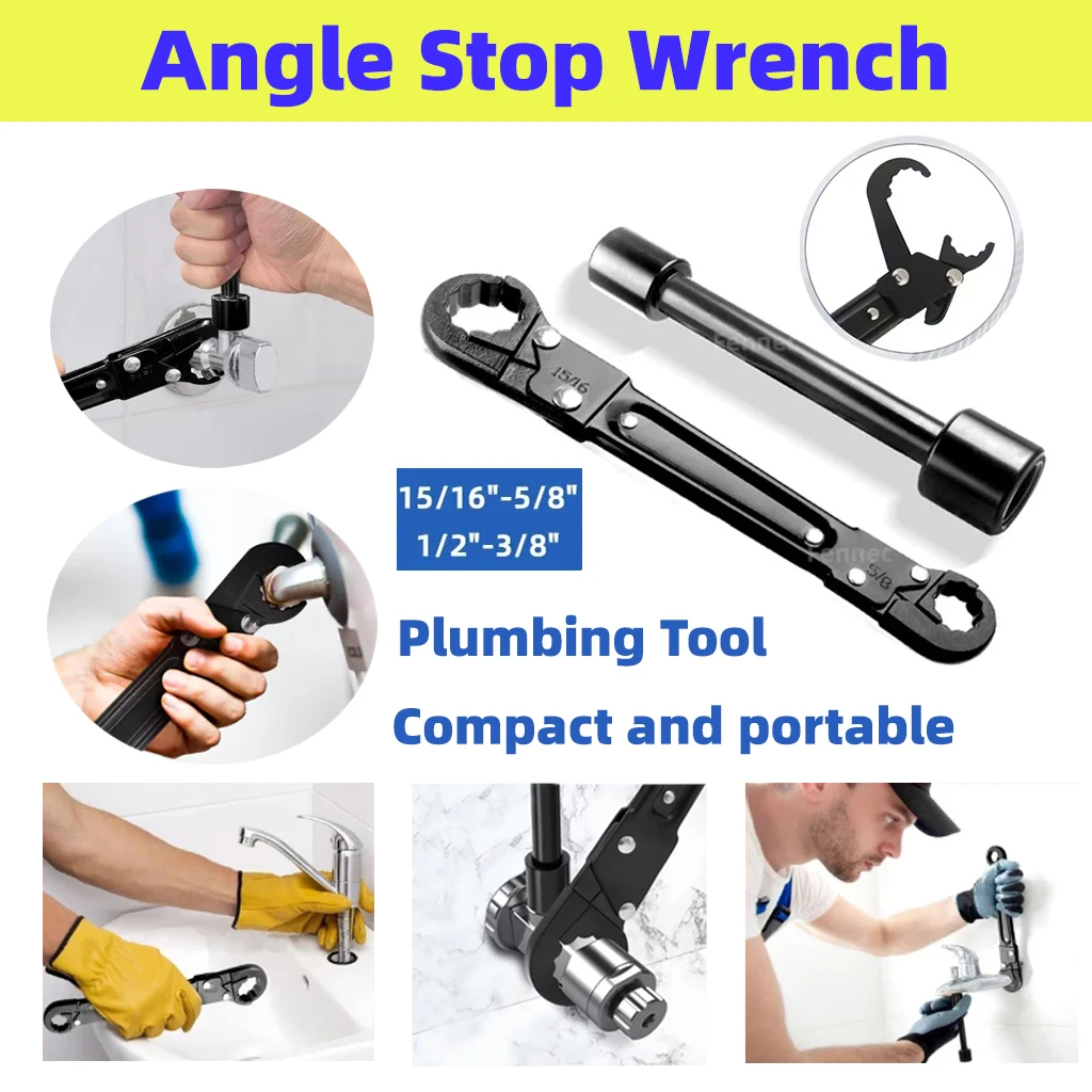 

Angle Stop Wrench Professional Plumbing Tool Kit Set Resistant Sink Installer Hand Tools Torque Wrenches for Washroom Kitchen