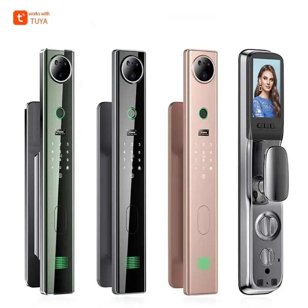 

High security OEM&ODM biometrics digital face recognition tuya smart door lock with camera