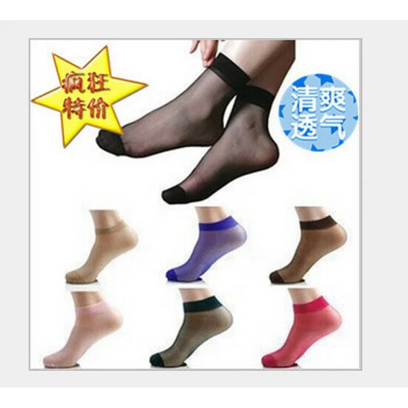 Candy Color Crystal Socks Short Socks Ultra-Thin Transparent Short Stockings Paired Socks Women'S Stockings Factory Wholesale