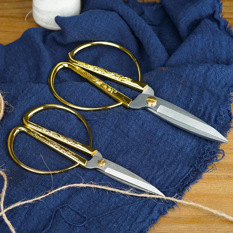 Golden Scissors Zig Zag Durable High Steel Vintage Tailor Scissors Craft Household for Fabric Scisso Sewing Shears