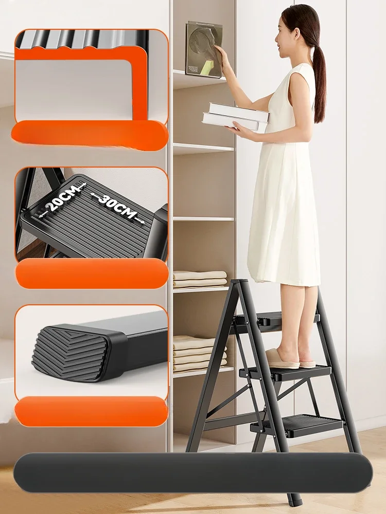 Ladders, foldable, stretchable, and thickened herringbone ladder for household use. Indoor three or four step climbing ladder