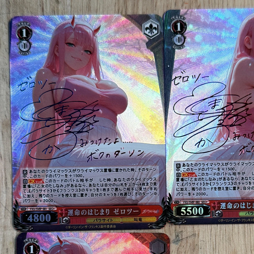 3개/세트 바이스 슈warz 애니메이션 컬렉션 카드 DARLING in the FRANXX 제로 투 시그니처 카드 리프랙티브 컬러 플래시 소년 선물