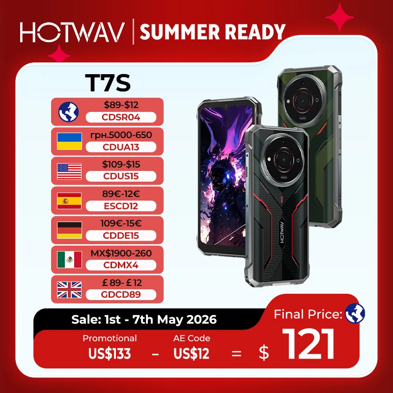 [World Premiere] HOTWAV T7S Ultra Thin Rugged Smartphone 6.52'' HD+ 4GB RAM 128GB ROM MobilePhone 6280mAh Battery 21MP Cellphone