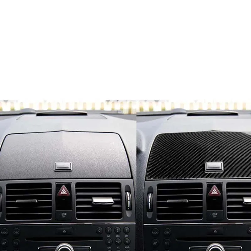 Carbon Fiber Sticker Interior Trim Car Center Console Navigation Panel Cover for Mercedes Benz C Class W204 Accessories