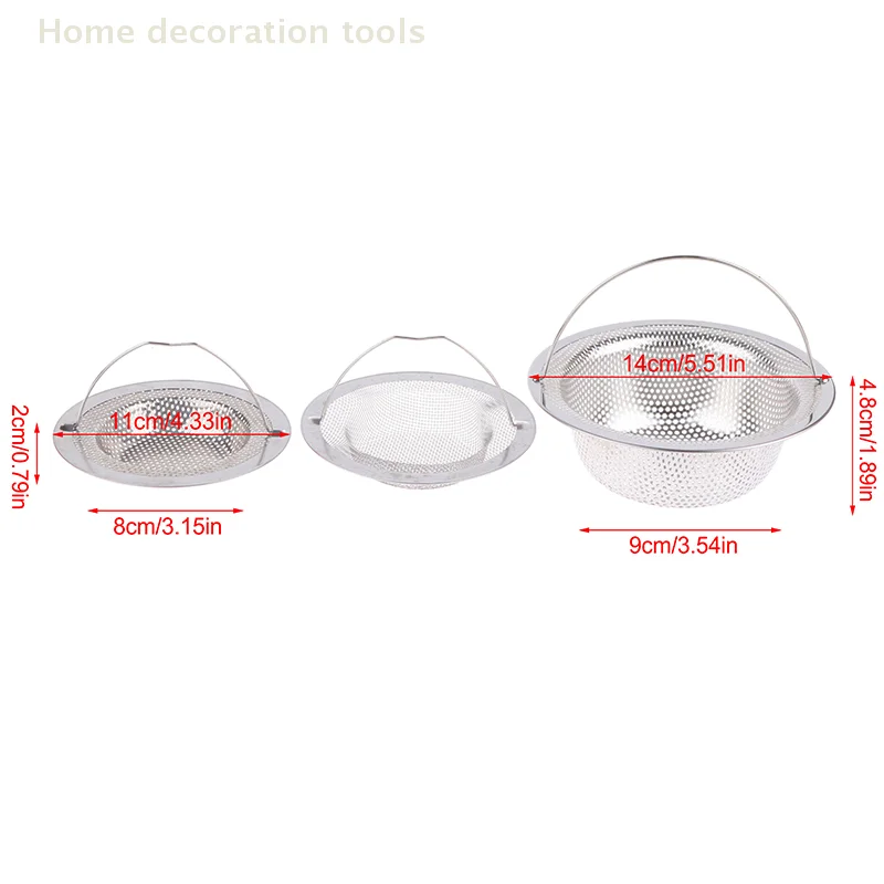 

3 Sizes 304 Stainless Steel Sink Filter With Handle Strainer Or 30 Disposable Sink Filters Mesh Kitchen Food Hair Srceen Drains