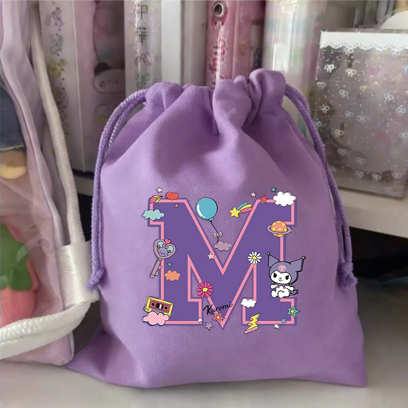 

Милая портативная косметичка-мешочек с Куроми, мультяшный дизайн, с буквенным принтом, пылезащитный, для хранения канцелярских принадлежностей и ключей