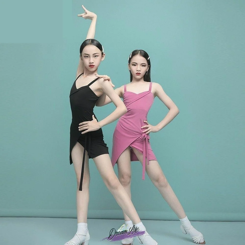 

Latin Dance Dr Girls Summer Viral Dr High-End Feeling Dance Suit Children Practice Costume Cha Cha Strapl Exam