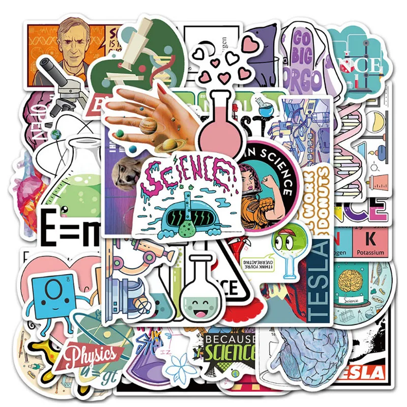10/30/50pcs การ์ตูนอุปกรณ์ห้องปฏิบัติการสโนว์บอร์ดแล็ปท็อปกระเป๋าเดินทางตู้เย็นดินสอกรณีรูปลอกสติ๊กเกอร์ตกแต่งบ้าน DIY เด็กสาว