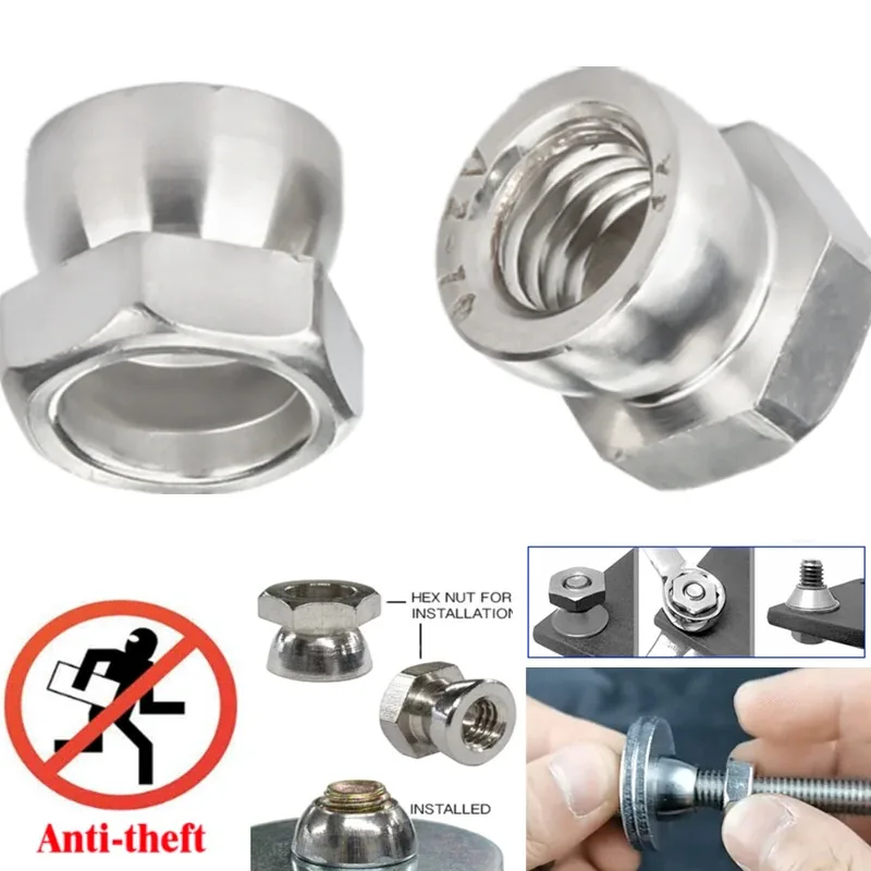 

A2-70 Stainless Steel Nut Break Off Shear Anti Theft Breakaway Twist Security M6 M8 M10 M12