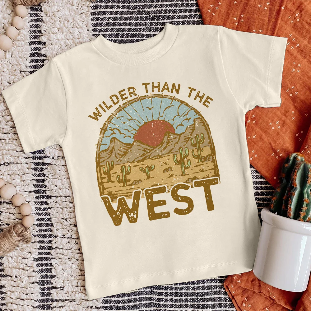 

Wilder Than The West Printed Kids Shirt Retro Tee Child T-shirt Child Short Sleeve Shirts Tops Boys Girls Summer Outfit Clothes