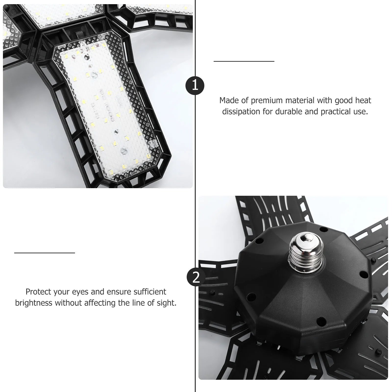 1Pcs Garage Light Premium Material Folding Design Adjustable Angle LED Ceiling Light for Garage Warehouse Lighting