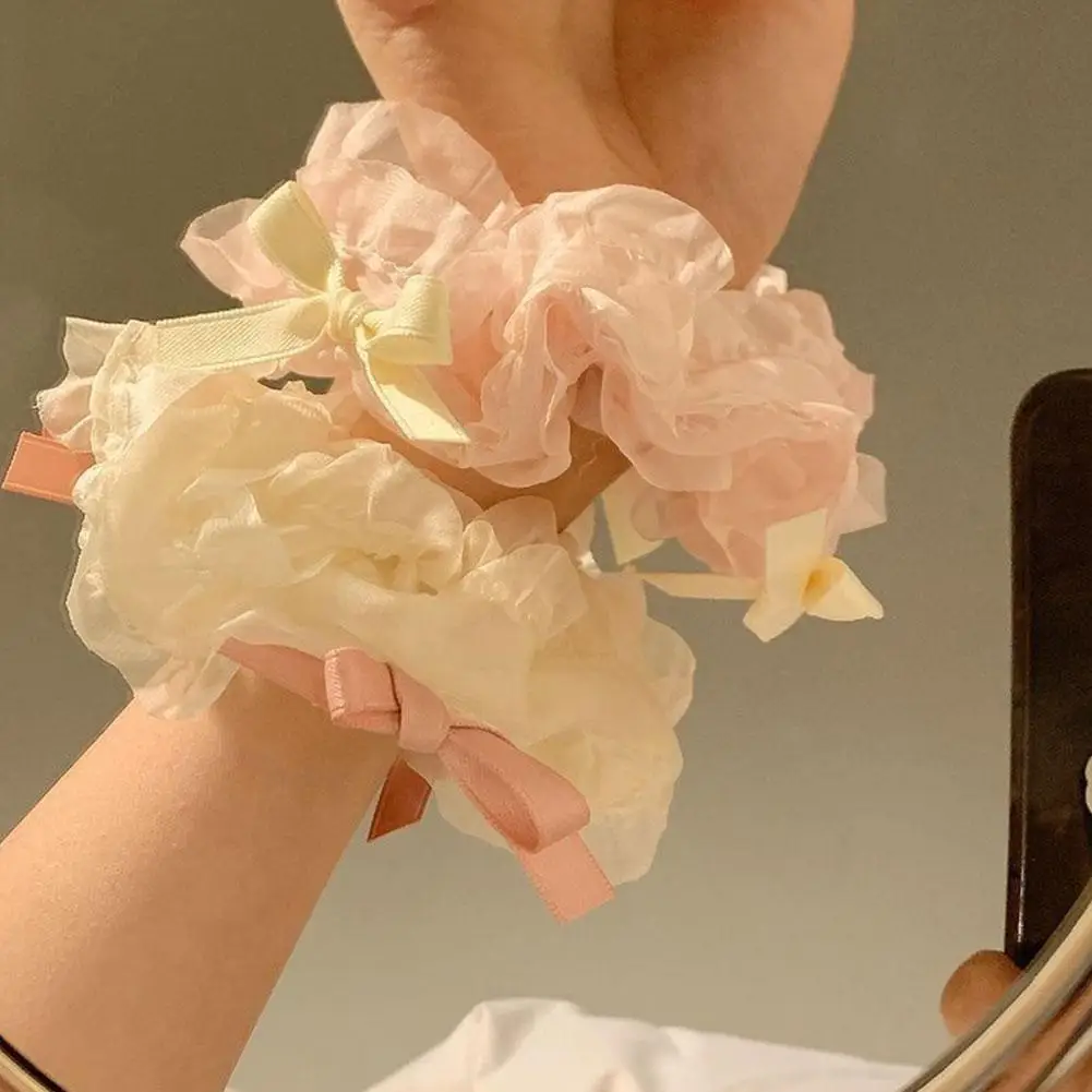 1 PC ริบบิ้นผีเสื้อสําหรับผู้หญิงหวานบัลเล่ต์สไตล์โบว์ขนาดใหญ่ลําไส้ผม Forest-Fairy เชือกผมอุปกรณ์เสริมผม