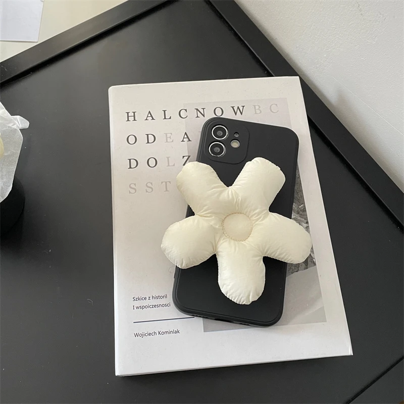 كوريا القطن ملء لطيف ثلاثية الأبعاد زهرة قوس العالمي طوي البنصر حامل حامل قبضة توك قوس آيفون 14 11 13 12