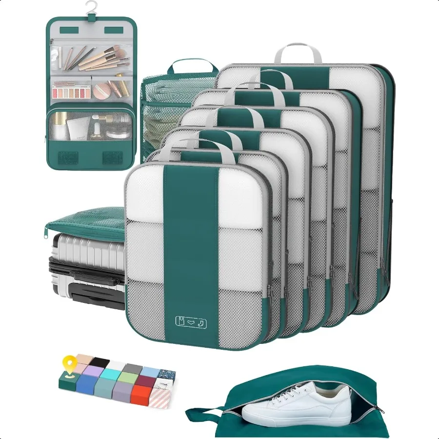 

10 Set Comprion Packing Cubes for Travel entialsComprible Expandable Packing Cubes for Suitcase Lage Organizer Bags Handy Helpe