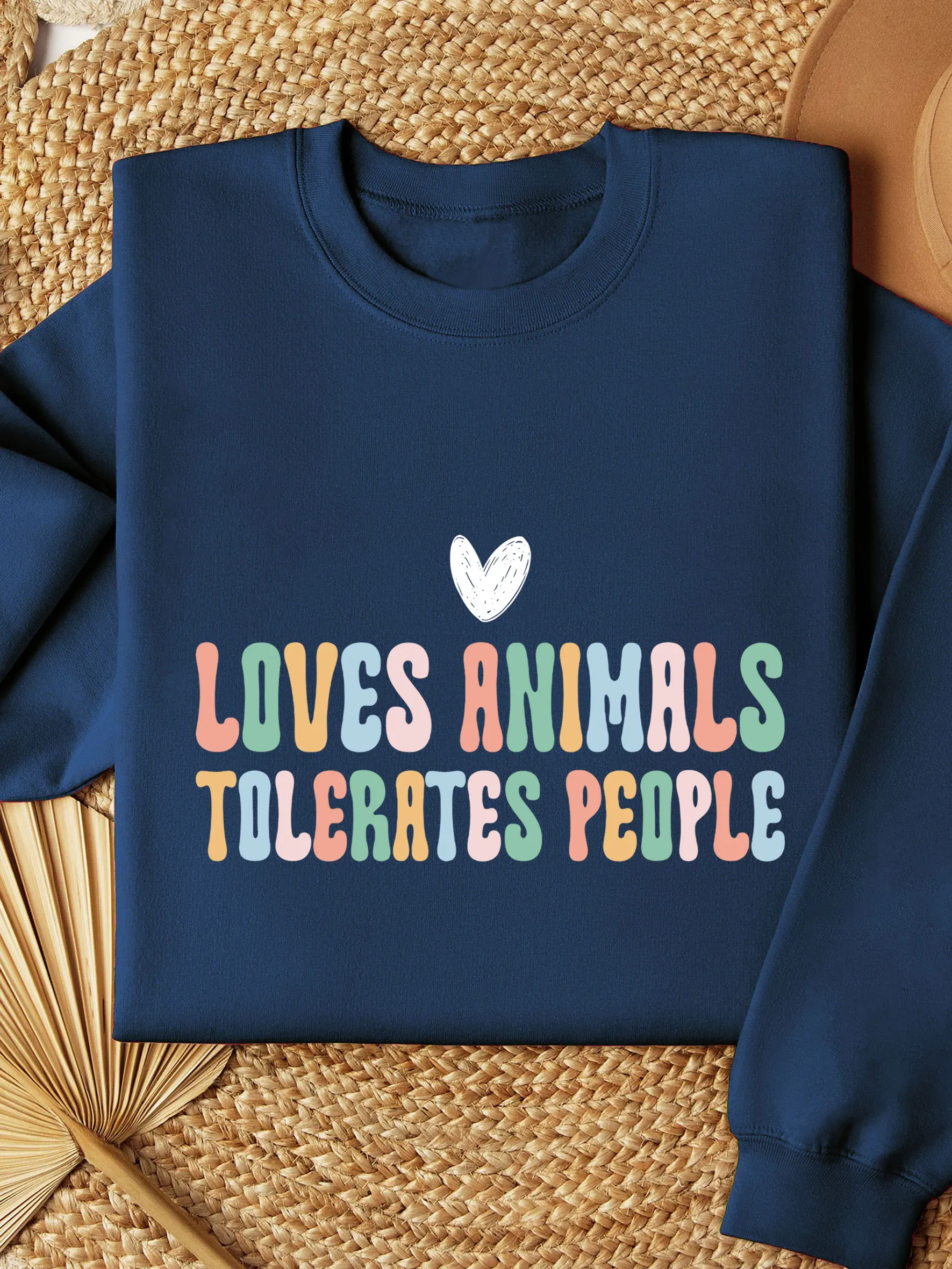 Love Animals Tolerates People Funny Animal Sweatshirt Cat Mom Sweatshirt Dog Mom Thermal Lined Sweatshirt