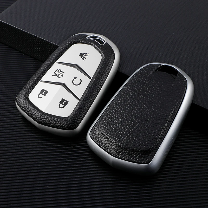 TPU Leather Car Key Case Cover for Cadillac SRX XTS XT5 ATS CTS BLS STS Escalade 2020 2021 Key Shell Auto Accessories