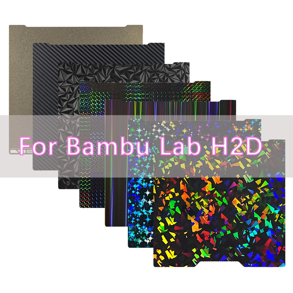 

Пластина H2D 350x320 мм для Bambu Lab H2S, двусторонняя печатная пластина PET PEO PEY H1H, магнитная пружинная стальная пленка с PEI-покрытием